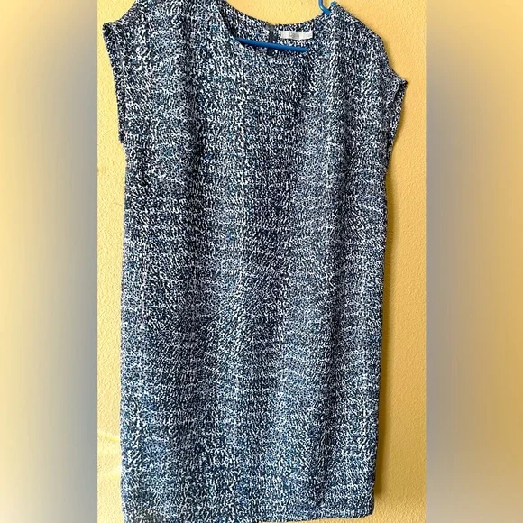Dalia casual dress in blue and gray sleeveless zip back - Picture 1 of 9